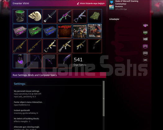 Satılık Özel Steam Hesabı Nadir Skin Ekstra Oyunla