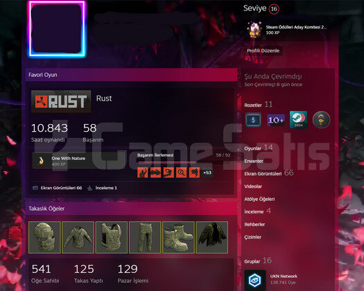 Satılık Özel Steam Hesabı Nadir Skin Ekstra Oyunla