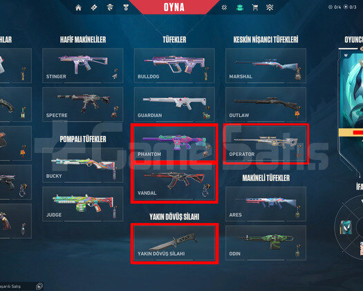 7 BIÇAK//9 VANDAL//6 PHANTOMLU//FULL+FULL//ACC!!!