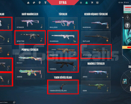 7 BIÇAK//9 VANDAL//6 PHANTOMLU//FULL+FULL//ACC!!!