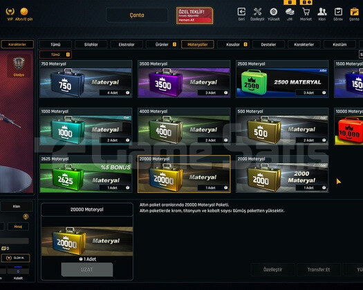 50 LVL 16K ZA 297K ZP 74K Materyalli Fırsat Hesap