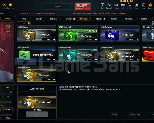 43 LVL 16K ZA 149K ZP 68K Materyalli Fırsat Hesap