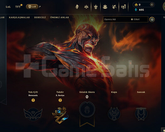 TR Unranked | 3 Adet İade Hakkı | LoL Hesap