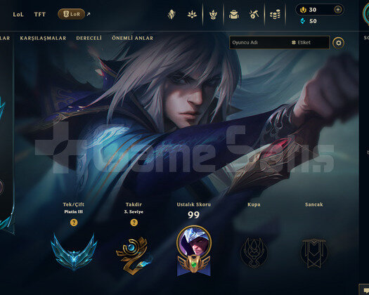 TR Plat 3 | 3 Kostüm - 32 Hero | LoL Hesap