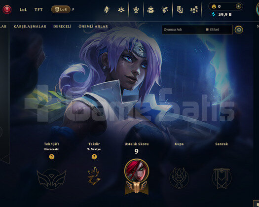 EUW Unranked | 1 Kostüm - 39K Mö | LoL Hesap