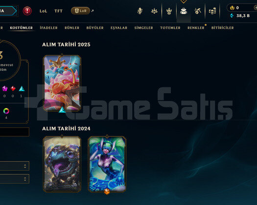 EUW Unranked | 3 Kostüm - 38K Mö | Dereceli Hazır