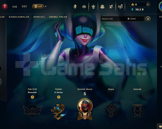 EUW Unranked | 3 Kostüm - 38K Mö | Dereceli Hazır