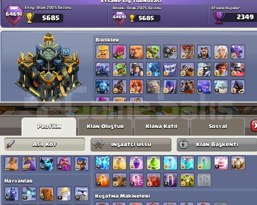 TH 17 NEREDEYSE MAX EFSANE EKİPMANLI HESAP