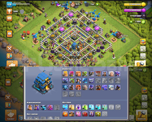 |TH 12| 3800 TAŞ + 158 SEVİYE + 7 SEVİYE KLAN +MAX