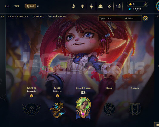 TR Unranked | 3 Kostüm - 10K Mö | LoL Hesap