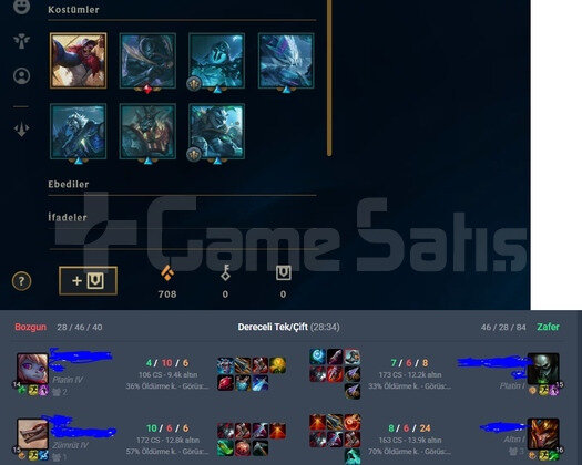 EUW Z3-Z4MMR 60WR PLATİN 4 BOL SKİN HANDMADE ACC!!