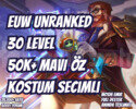 KOSTÜM SEÇİMLİ EUW 50K+ MAVİ ÖZ VIP 30 LEVEL