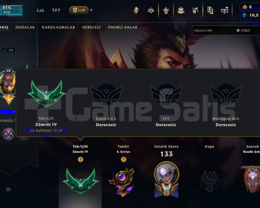 EUW D4-Z1MMR 13WİN ZÜMRÜT 4 24SKİN HANDMADE ACC!