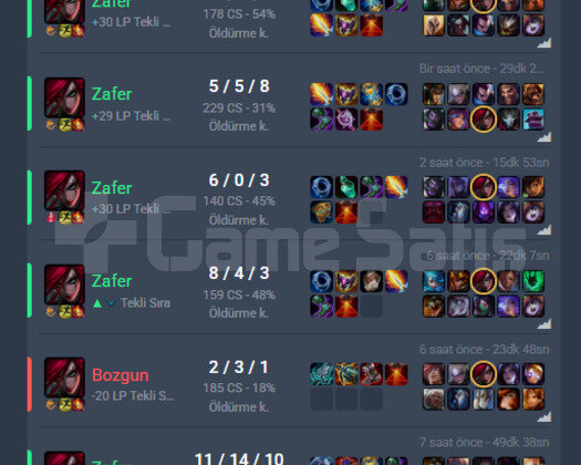 EUW Z2 MMR KATA SIRALAMA HANDMADE P2 ACC +30LP