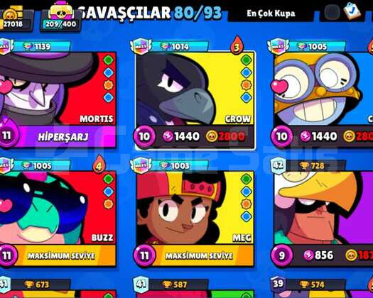 Brawls stars  27037 kupa 154 deneyim seviyel hesap