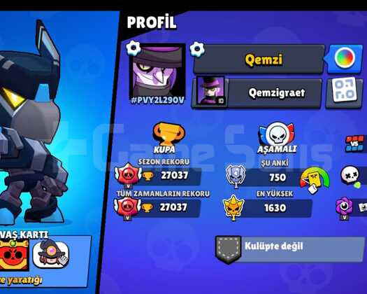 Brawls stars  27037 kupa 154 deneyim seviyel hesap