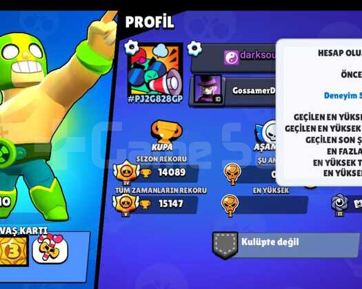brawls stars 14089 kupa 127 deneyim seviyeli hesap