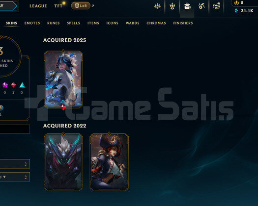 TR Unranked | 3 Kostüm - 31K Mö | LoL Hesap