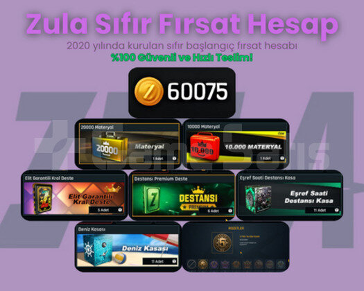 60.000 Zula Altınlı Sıfır Zula Hesabı