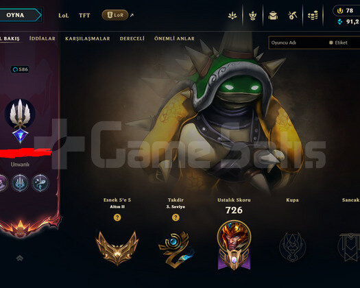 586 LEVEL / 493 SKIN / KING RAMMUS / +MAIL /KAÇMAZ