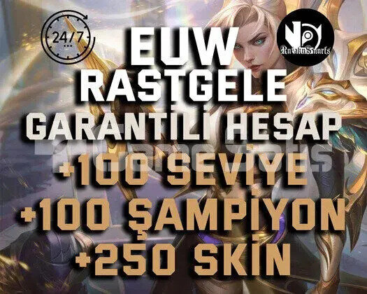EUW 250 SKİN GARANTİLİ LOL RANDOM HESAP