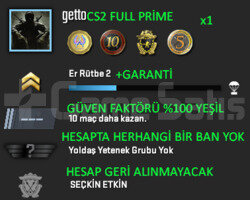CS2 FULL Prime 4 Madalya | Yeşil Faktör + Garanti