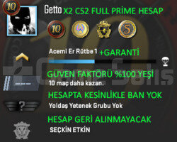 CS2 FULL Prime 4 Madalya | Yeşil Faktör + Garanti