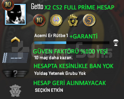 CS2 FULL Prime 4 Madalya | Yeşil Faktör + Garanti