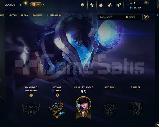 EUW Unranked | 3 Kostüm - 35K Mö | Dereceli Hazır