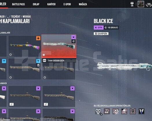 rainbow six siege black ice desenli hesap