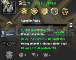 CS2 Prime | 5 Madalya | Yeşil Faktör + Garanti