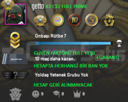CS2 Prime | 5 Madalya | Yeşil Faktör + Garanti