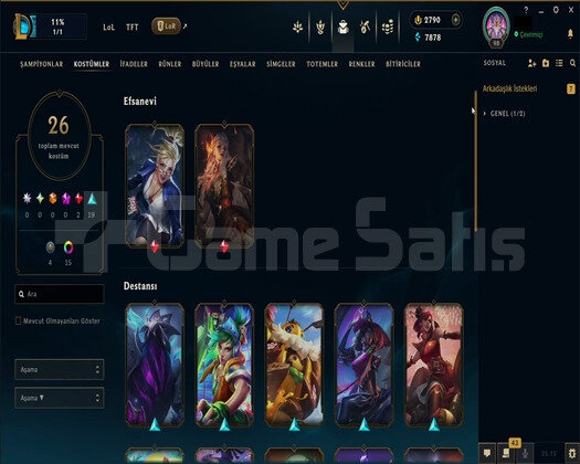 2790 RP / 26 KOSTÜM / 4269 TURUNCU ÖZ - LoL HESAP