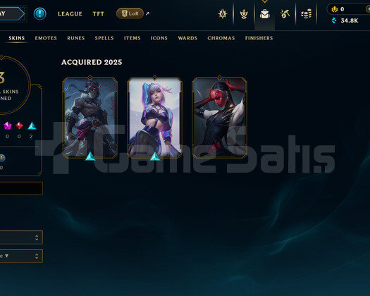 EUW Gold 4 | 3 Kostüm - 34K Mö | Dereceli Hazır