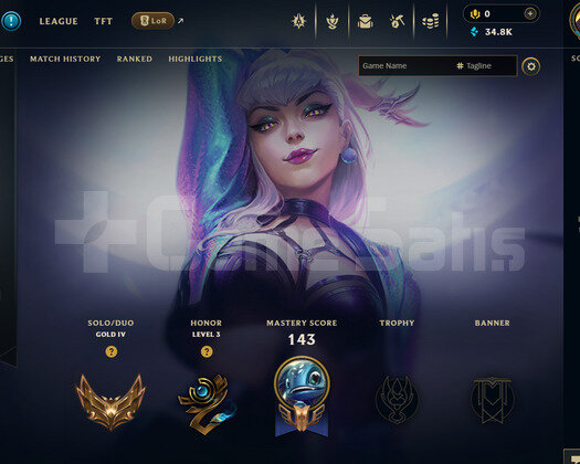 EUW Gold 4 | 3 Kostüm - 34K Mö | Dereceli Hazır