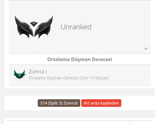 GEÇEN SEZON ZÜMRÜT / DERECELİ HAZIR / UNRANKED