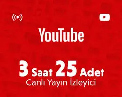 Youtube 3 Saat 25 Adet Canlı Yayın İzleyici