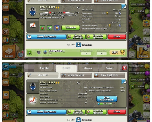 REQ & LEAVE 8 level az kalmış mükemmel klan