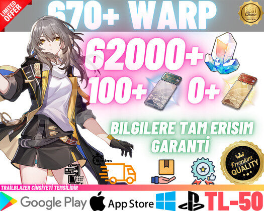 EU | TL50 670+ WARP - 62000+ JADE + 100+0 PASS