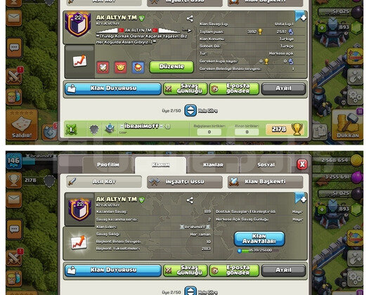 22 level usta 1 ligi klan geldi