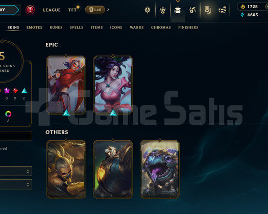EUW Unranked | 1725 Rp - 5 Kostüm | LoL Hesap