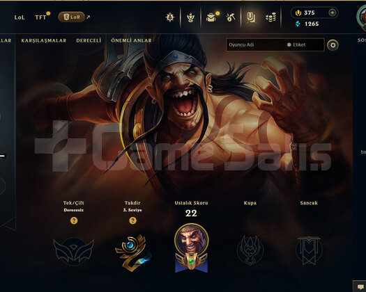TR Unranked | 2 Kostüm - 25 Hero | LoL