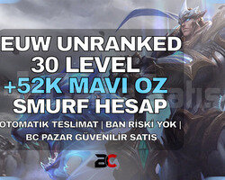 BAN YOK! EUW 52K+ ÖZ 30 LEVEL UNRANKED
