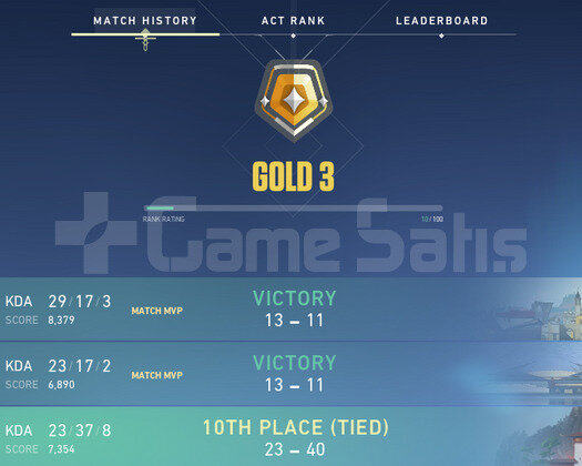 Valorant fresh yüksek mmr gold 3 hesap