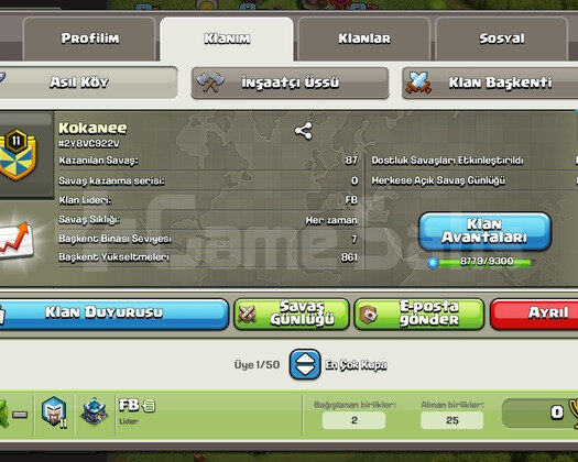 11 SEVİYE KLAN. 7 SEVİYE BAŞKENT