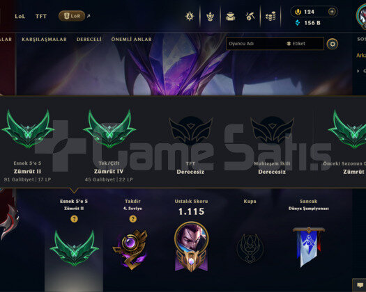 EUW | 430 KOSTÜM 156K ÖZ 960 LVL EFSANE MAİL HESAP