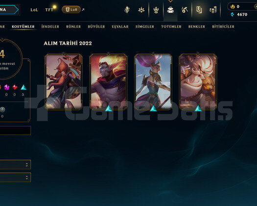 TR Unranked | 4 Kostüm - 20 Hero | LoL Hesap