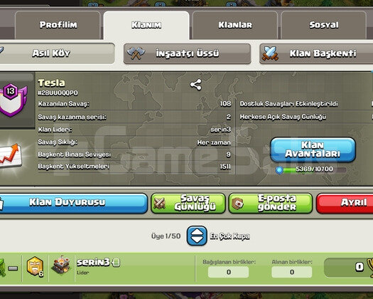 13.5 level usta lig klan