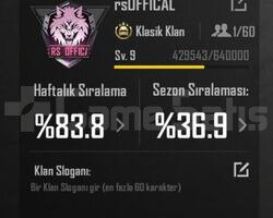 9 SEVİYE İSİM AKTİF KLAN ACİL SATILIK