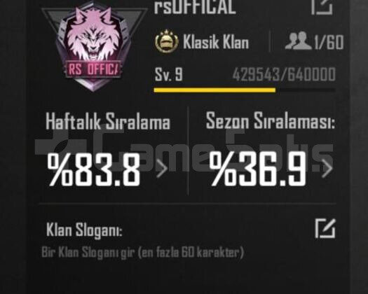 9 SEVİYE İSİM AKTİF KLAN ACİL SATILIK